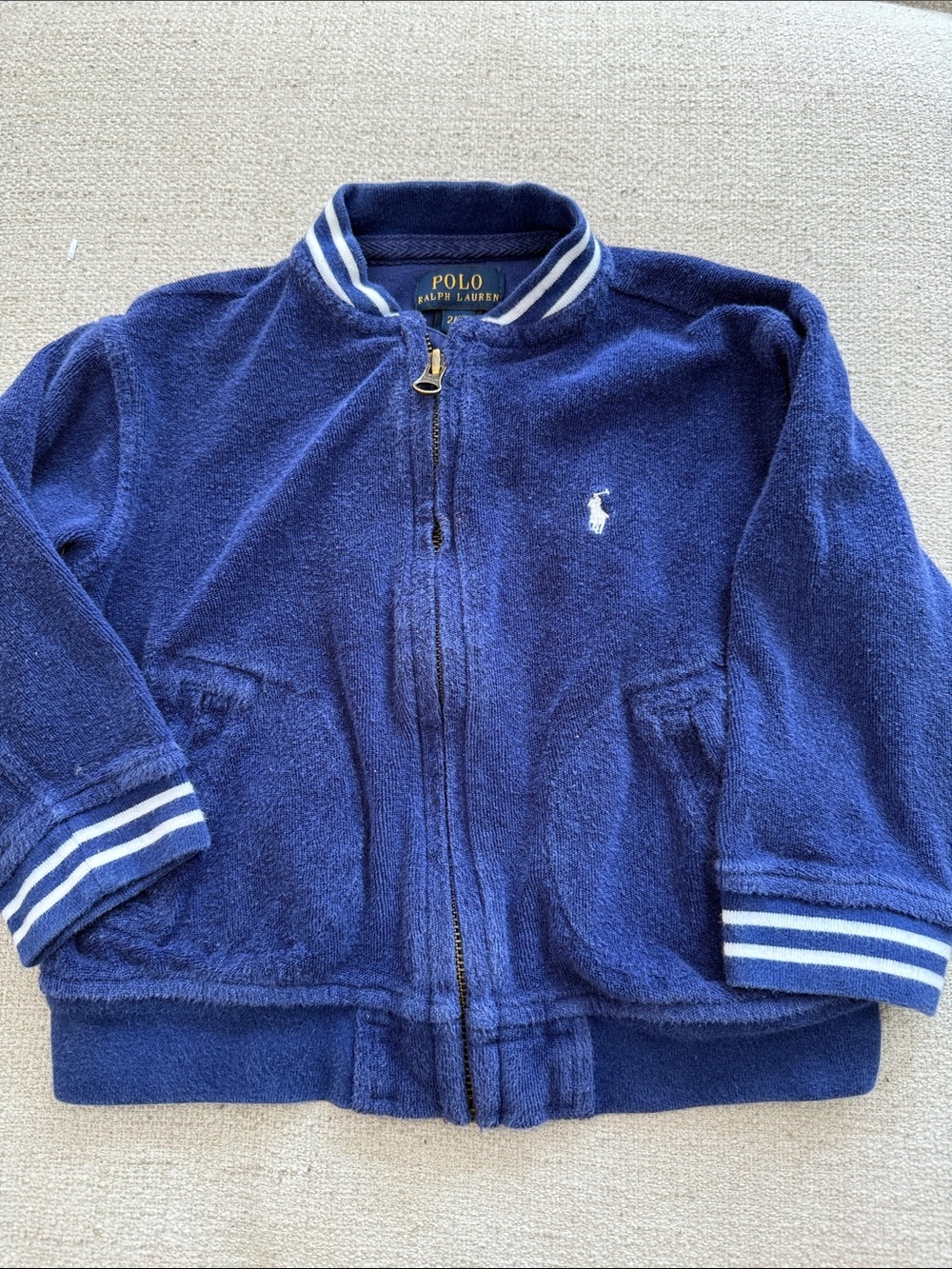 Toddler Polo Ralph Lauren Blue Terry Zip Bomber Jacket